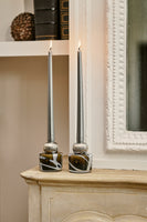 CANDLE HOLDER TWINS STONES AGATE