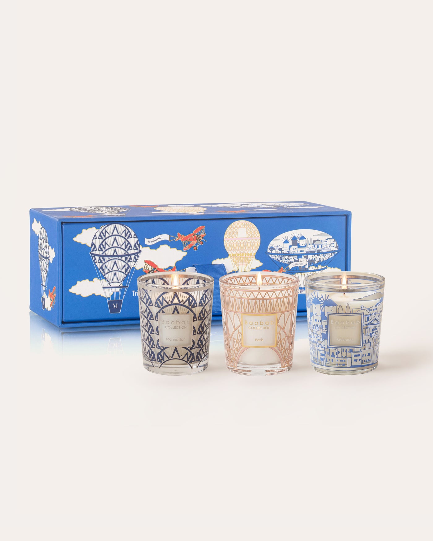 TRIO TRAVEL CANDLES MANHATTAN-PARIS-MYKONOS