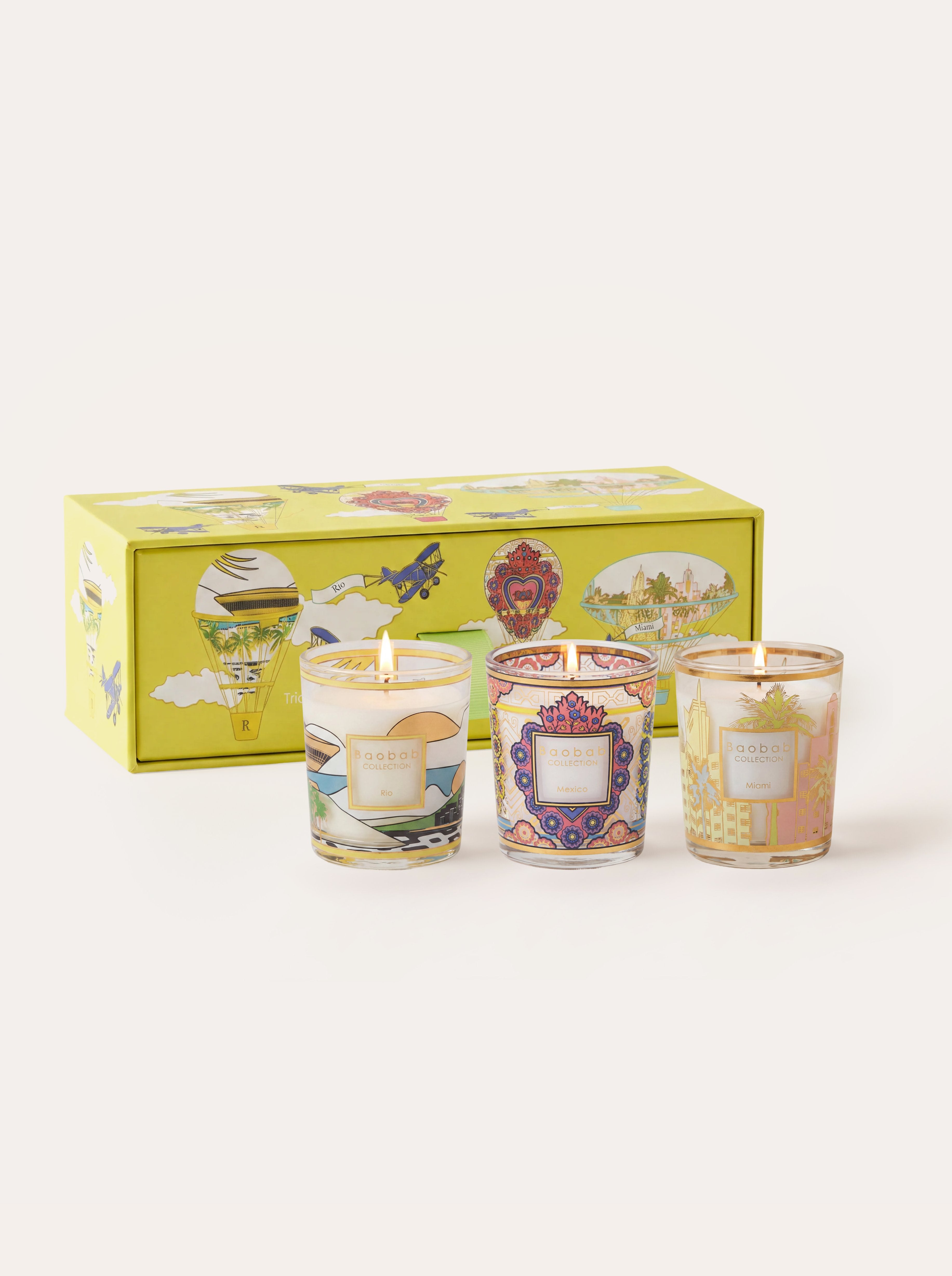 TRIO TRAVEL CANDLES RIO-MEXICO-MIAMI • Baobab Collection Inc