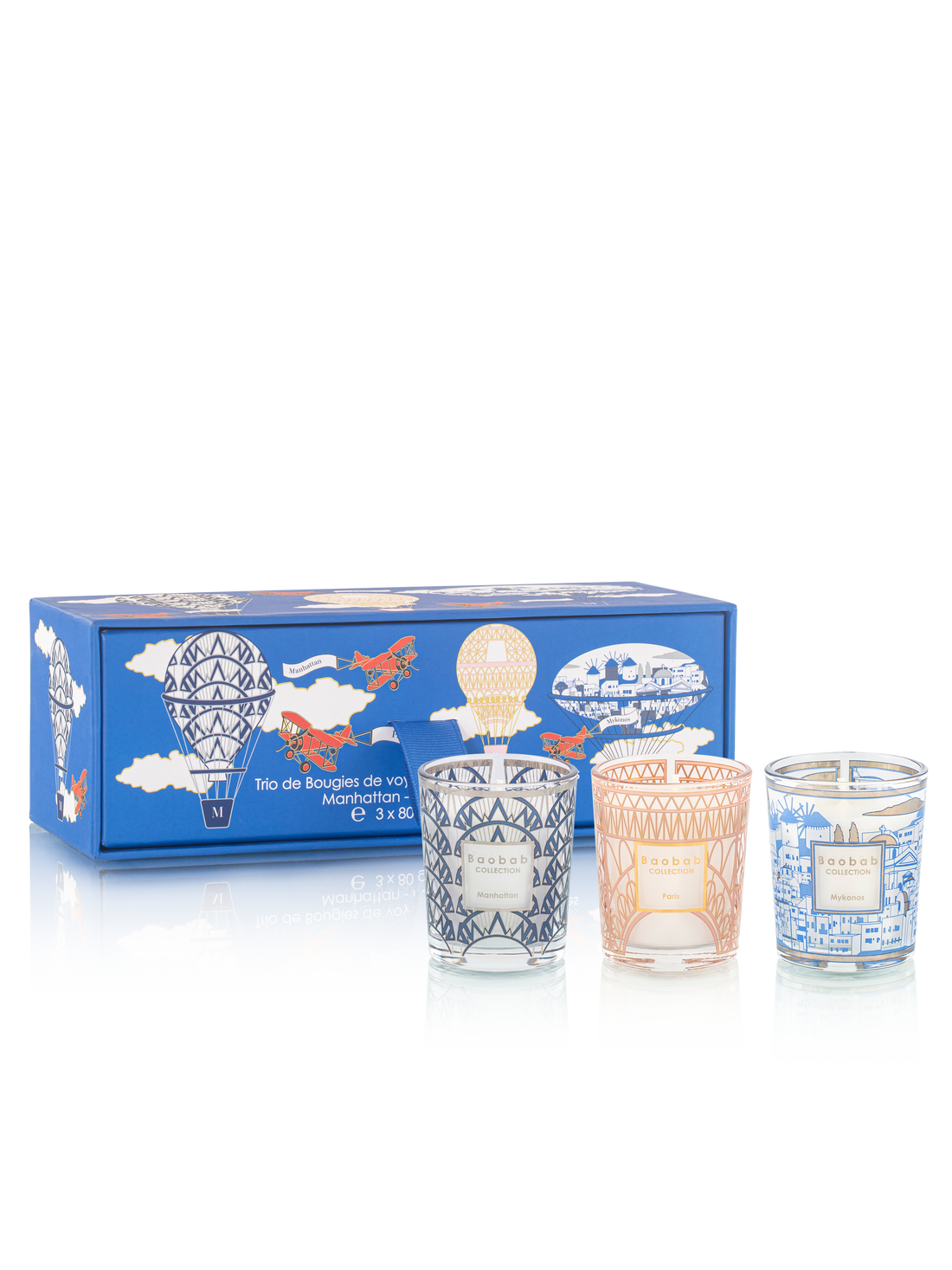 TRIO TRAVEL CANDLES MANHATTAN-PARIS-MYKONOS