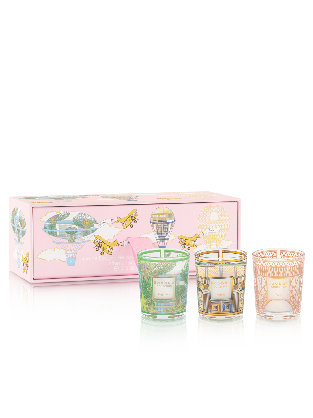 TRIO TRAVEL CANDLES SINGAPORE-ATHENS-PARIS