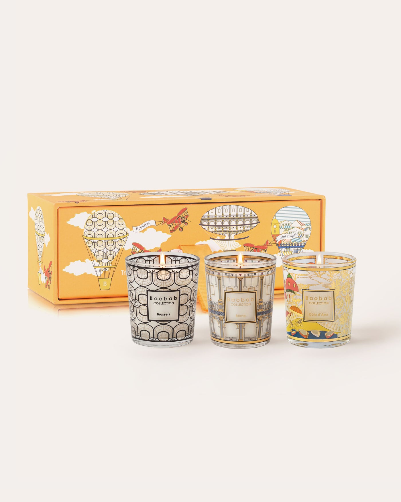 TRIO TRAVEL CANDLES BRUSSELS-ROMA-SAINT TROPEZ