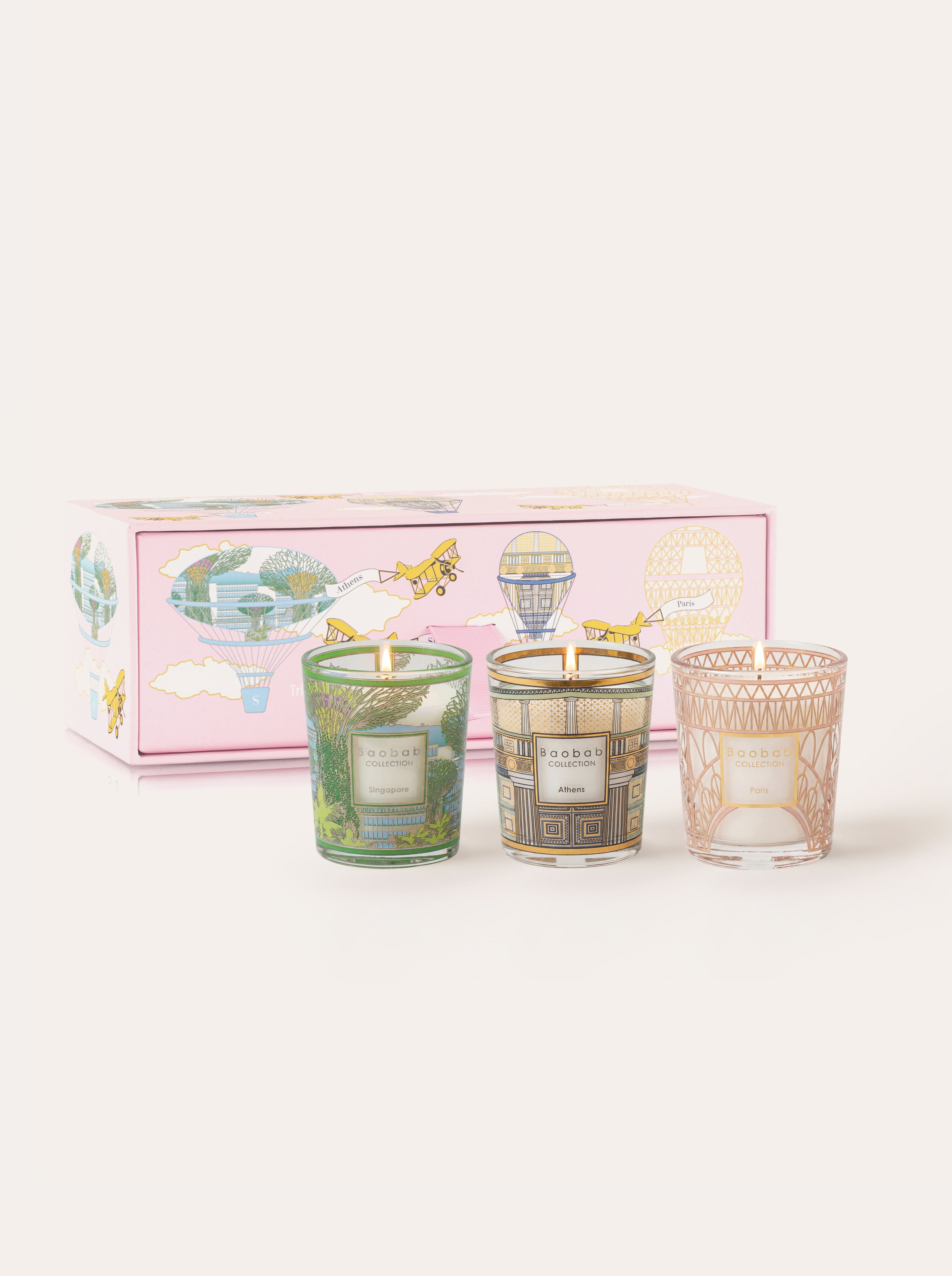 TRIO TRAVEL CANDLES SINGAPORE-ATHENS-PARIS • Baobab Collection Inc