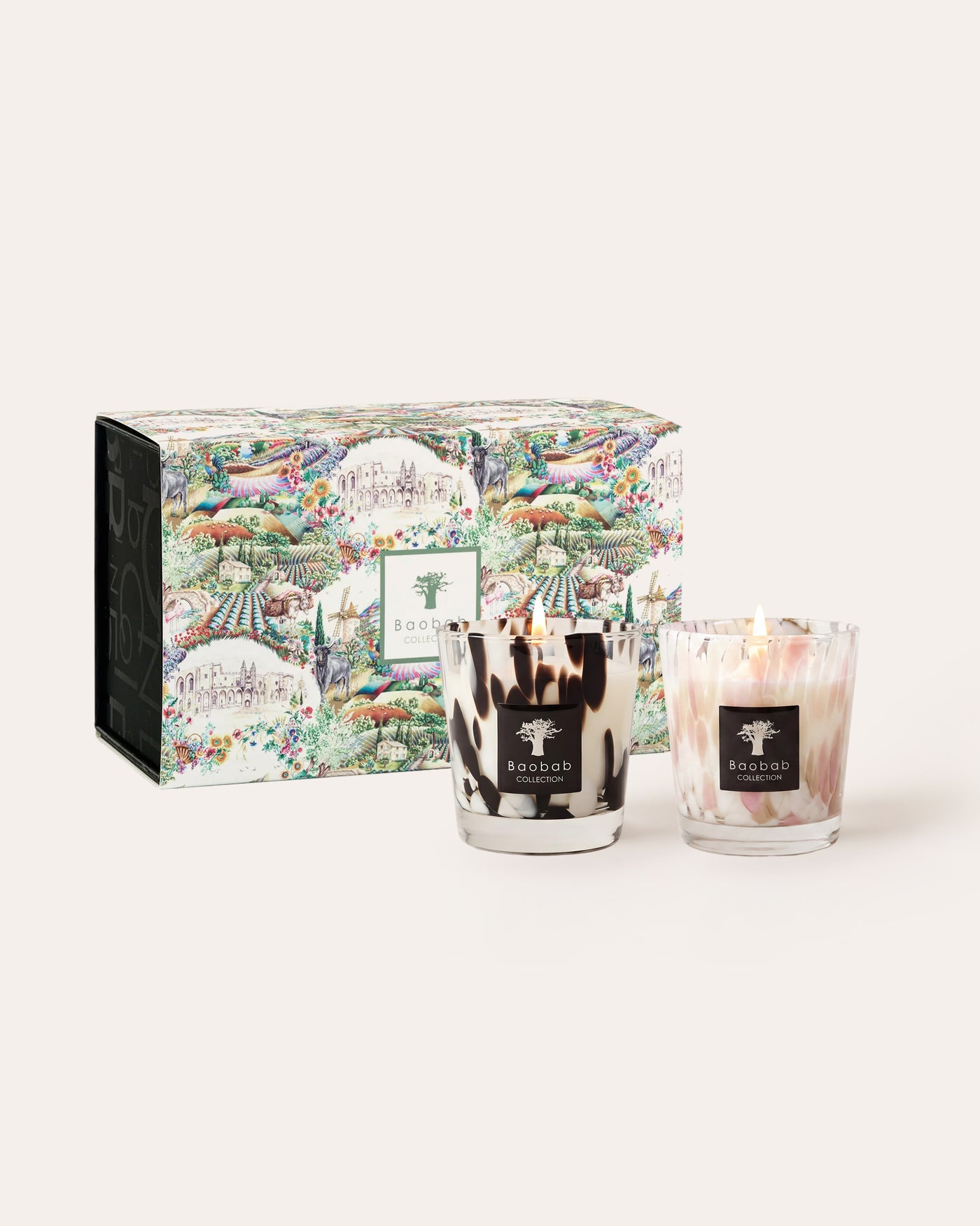 BLACK & WHITE PEARLS CANDLE DUO