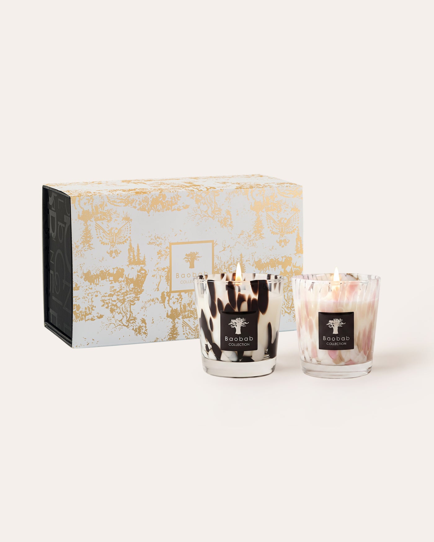 BLACK & WHITE PEARLS CANDLE DUO