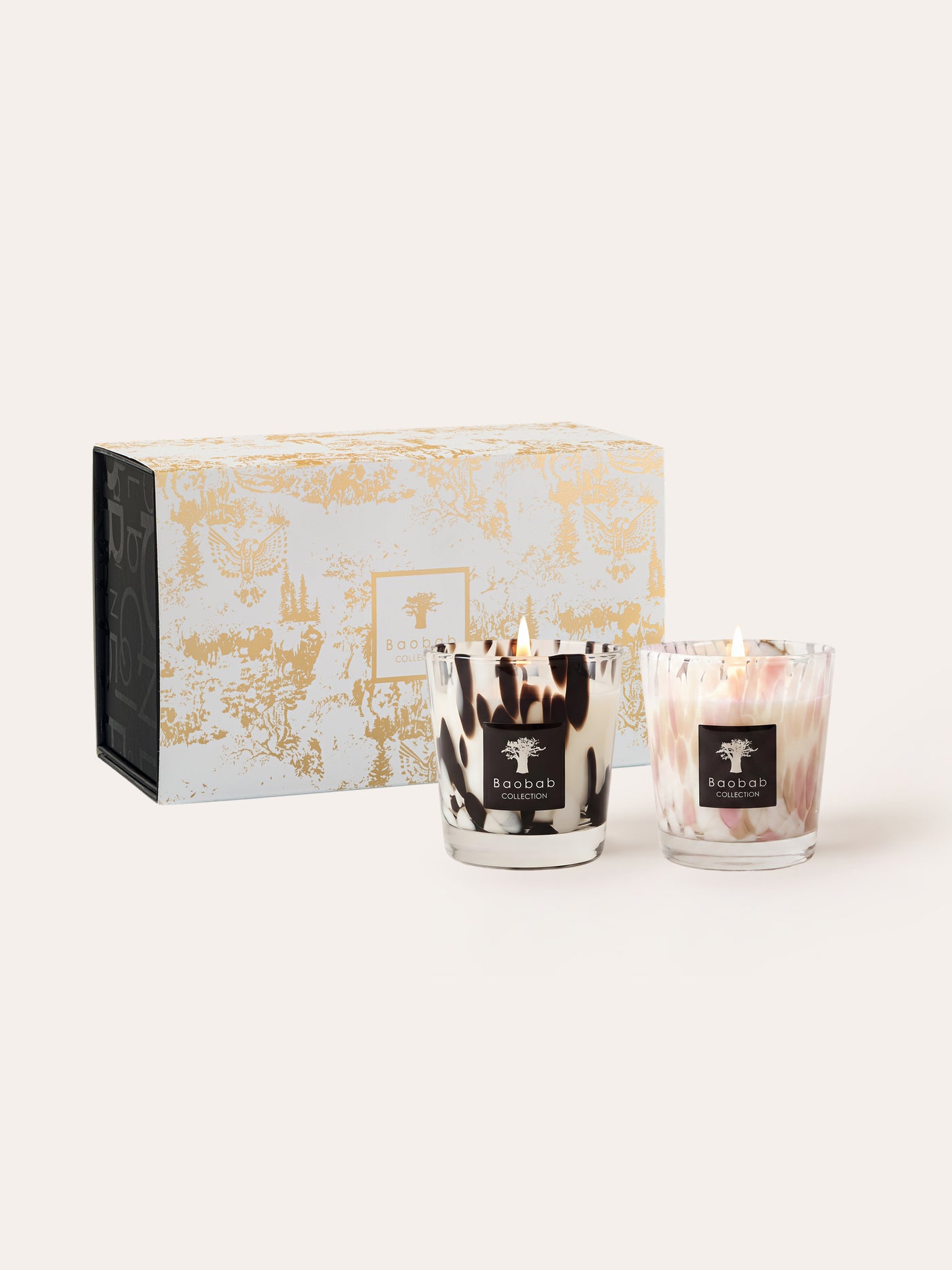 BLACK & WHITE PEARLS CANDLE DUO