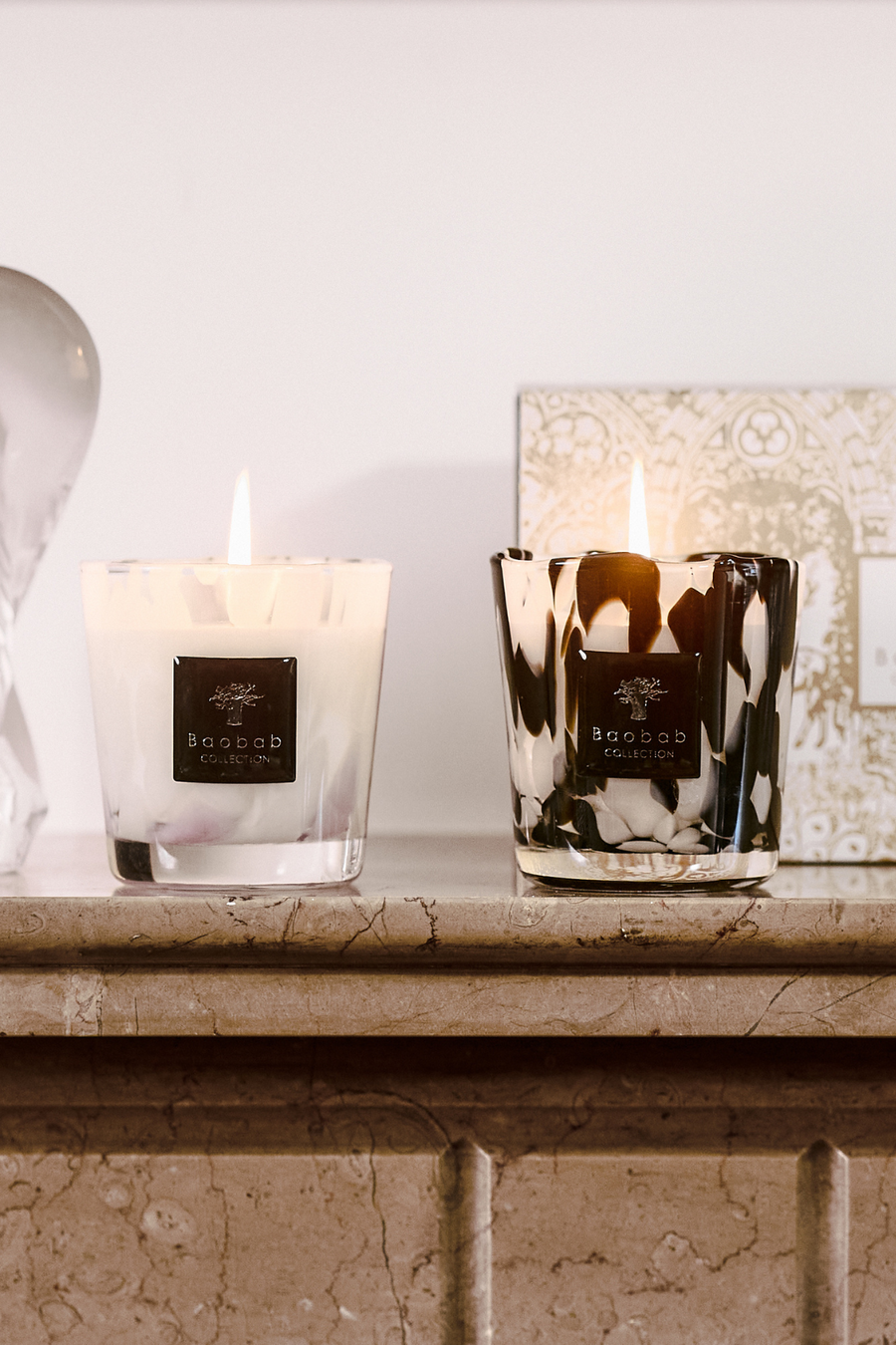 BLACK & WHITE PEARLS CANDLE DUO